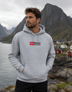 BLUZA DRESOWA KANGURKA Z KAPTUREM - NORWAY- jasny popiel