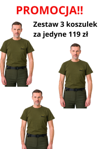 Zestaw 3 koszulek myśliwskich - 100% bawełna- Khaki- HUNTER 