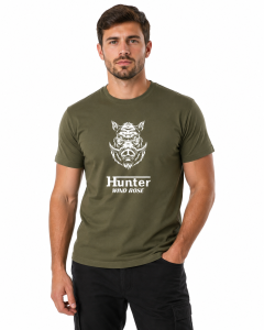 T-SHIRT myśliwski HUNTER- khaki- 100% bawełna - Dzik 
